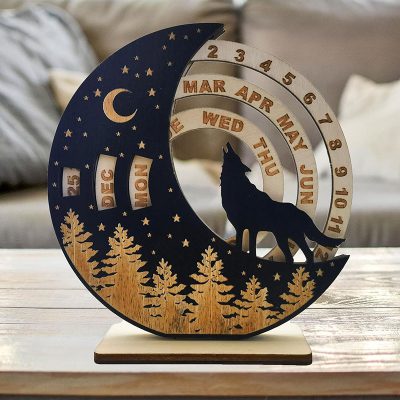Rotating Wooden Perpetual Desk Calendar
